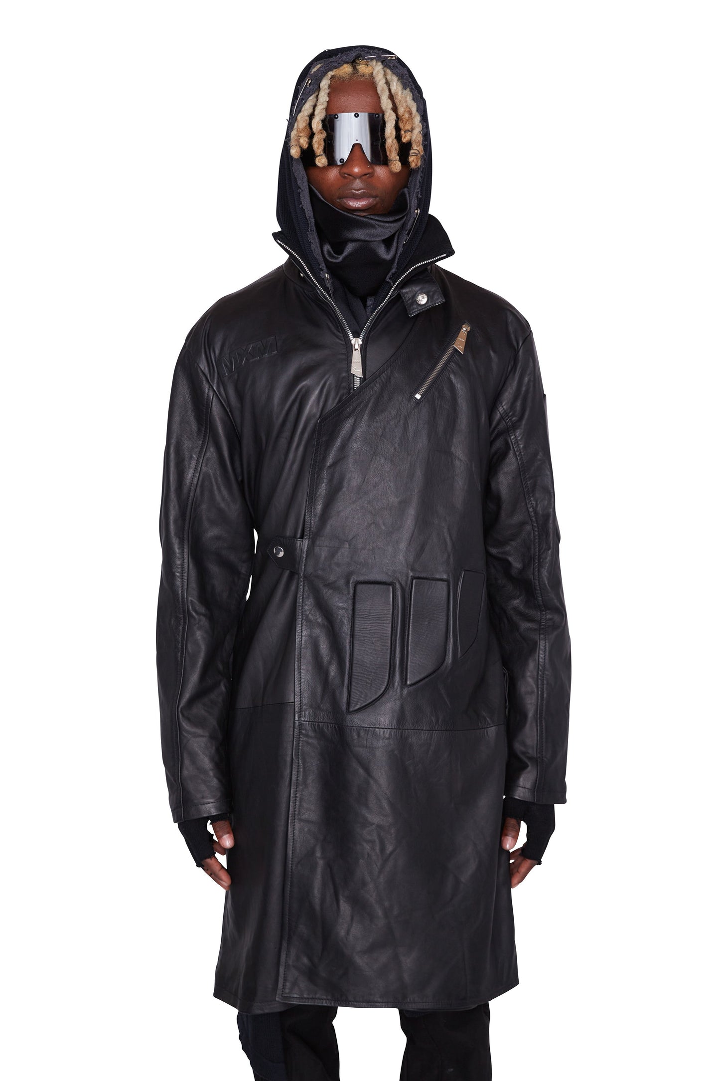 Gabardina de cuero para motociclista "Aswad"