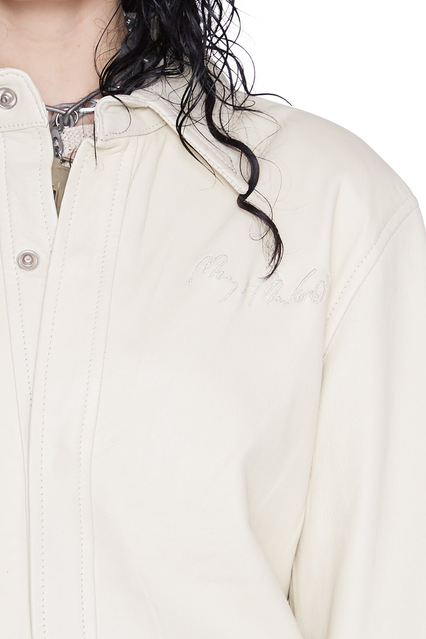 Crescent Embossed Leather Shirt (Dune)