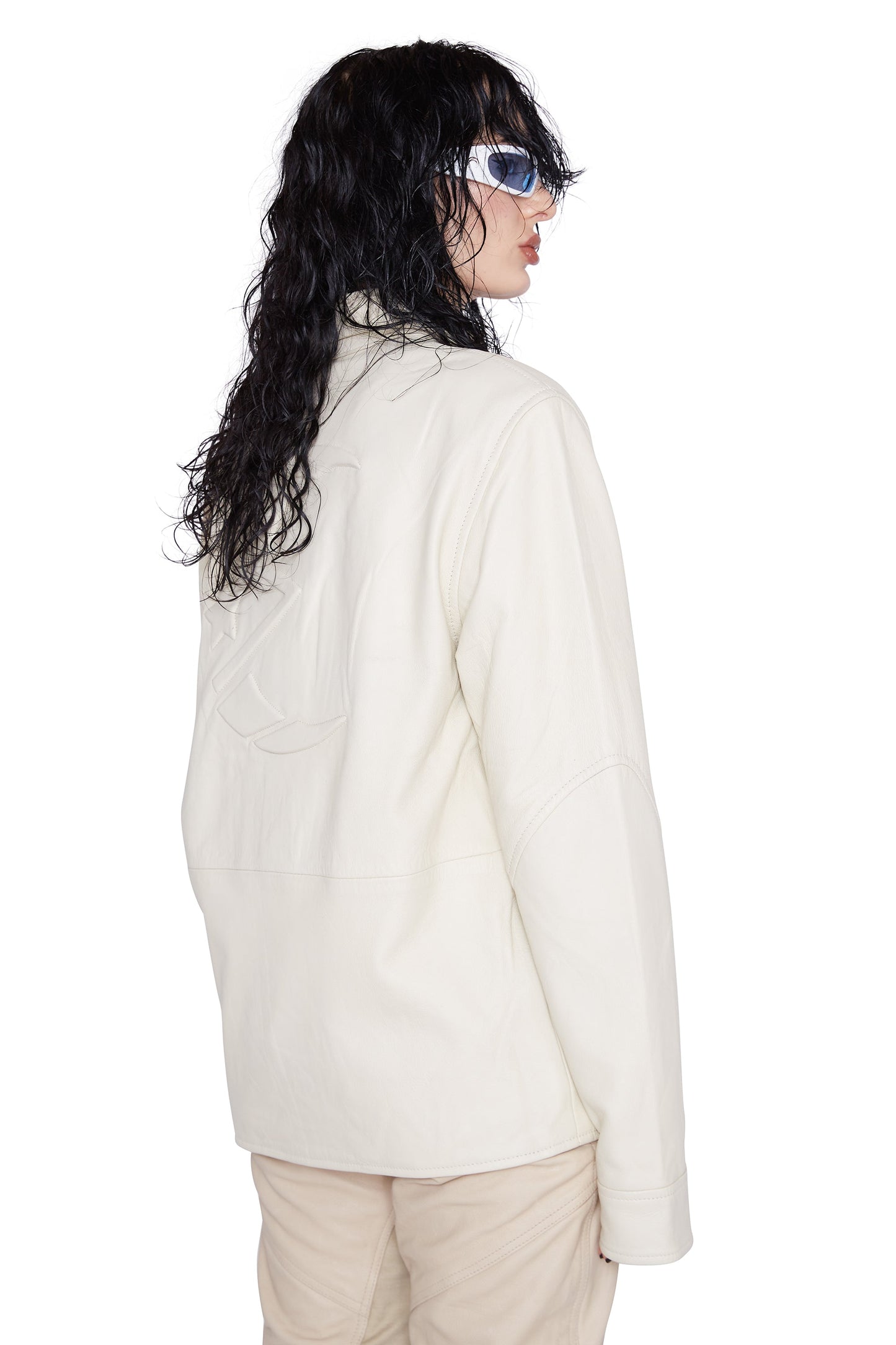 Crescent Embossed Leather Shirt (Dune)