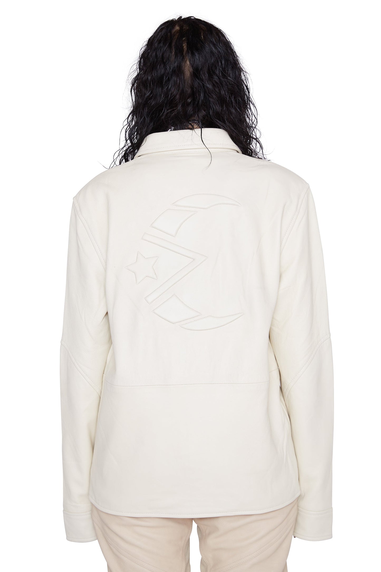 Crescent Embossed Leather Shirt (Dune)