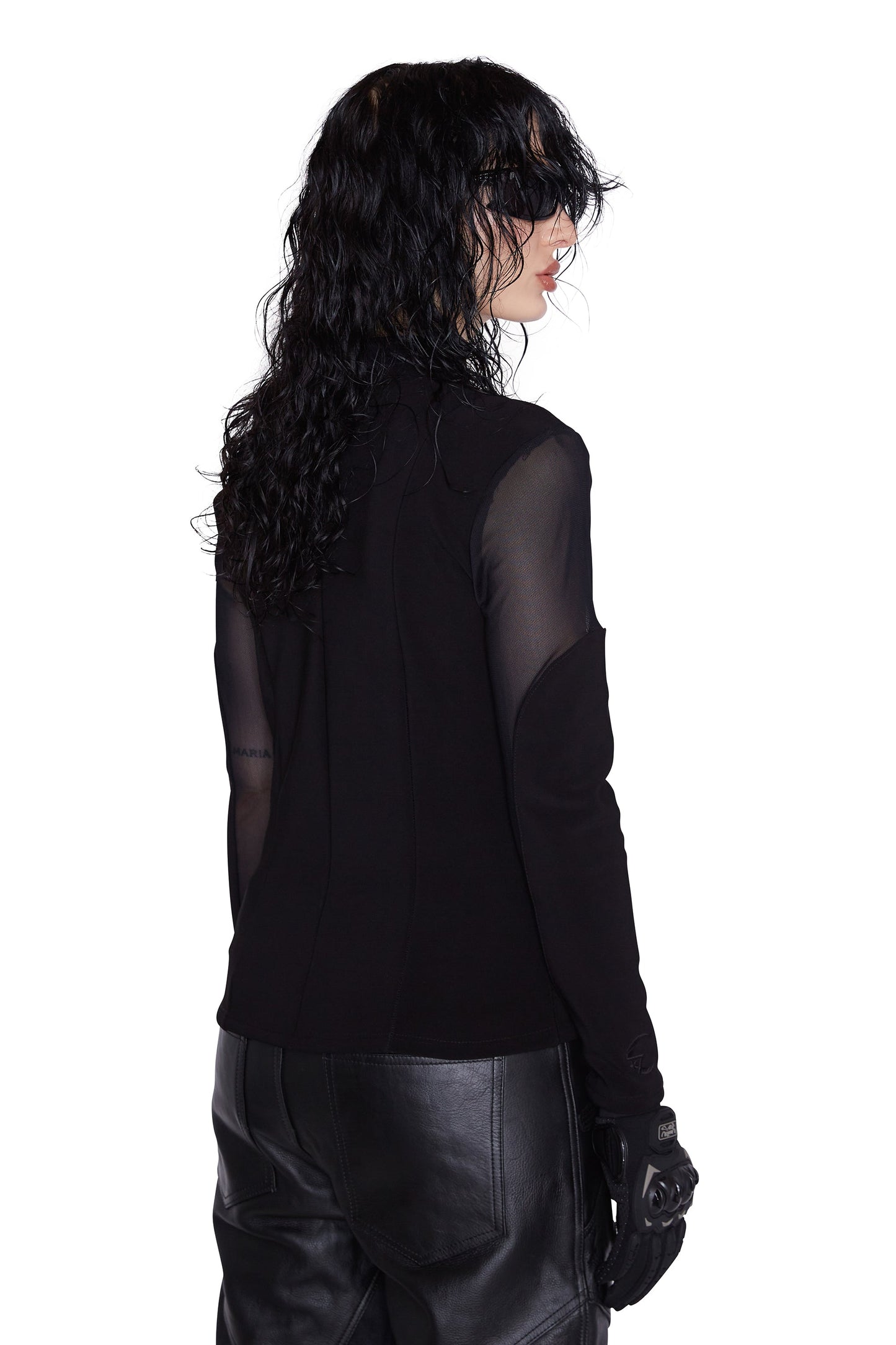 Camisa de malla para motociclista para mujer (negra)