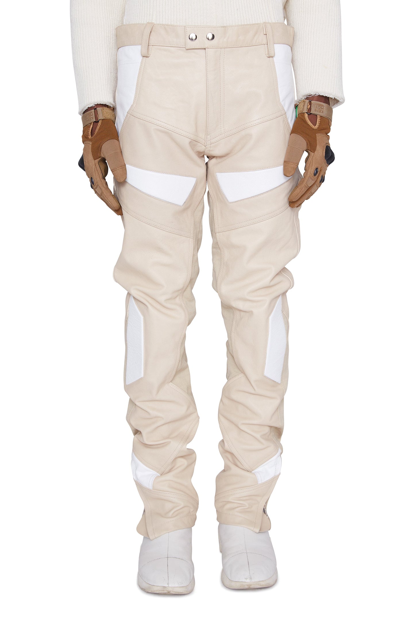 Pantalón de cuero para moto (arena)