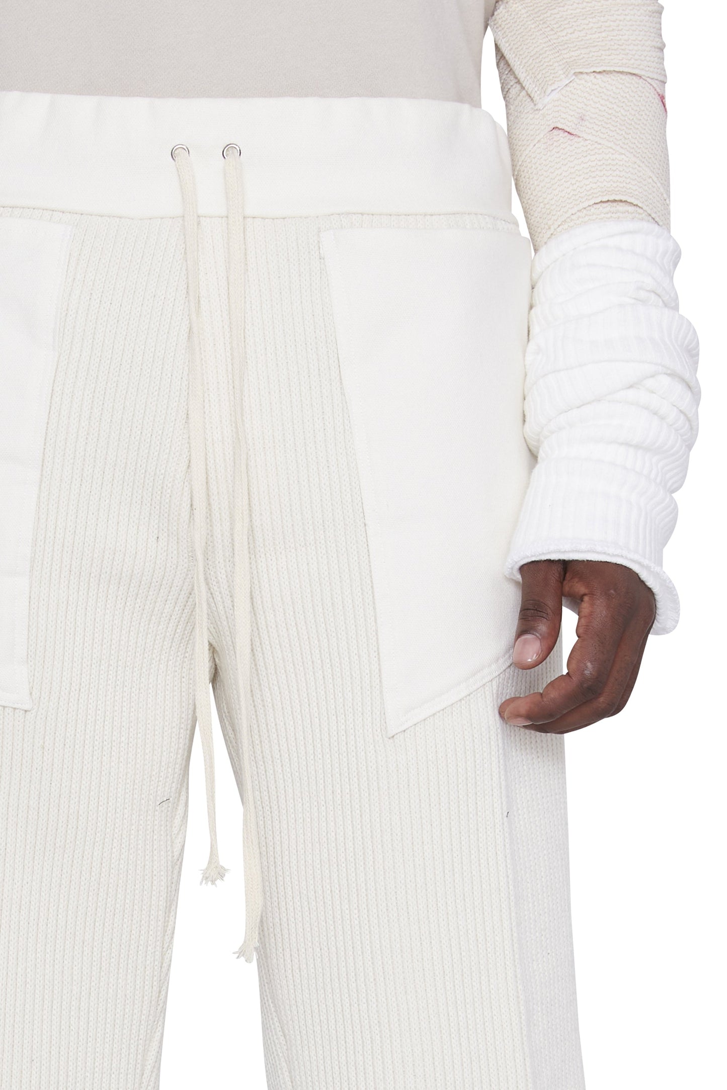 Pantalones cortos con paneles de lona acanalada (blanco)