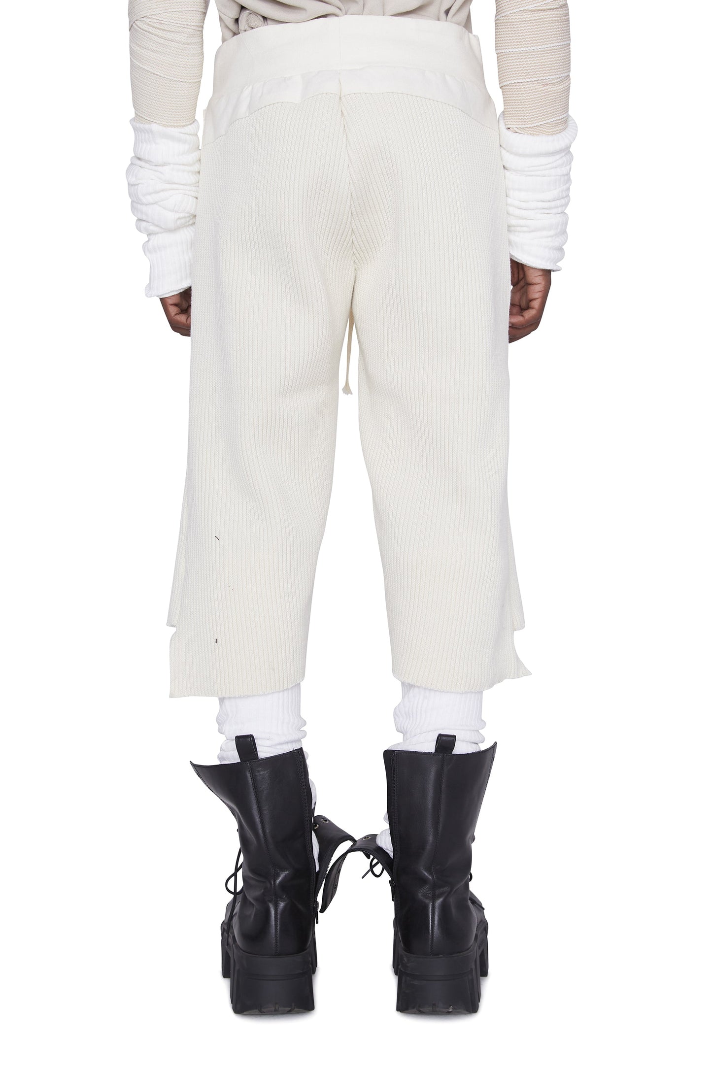 Pantalones cortos con paneles de lona acanalada (blanco)