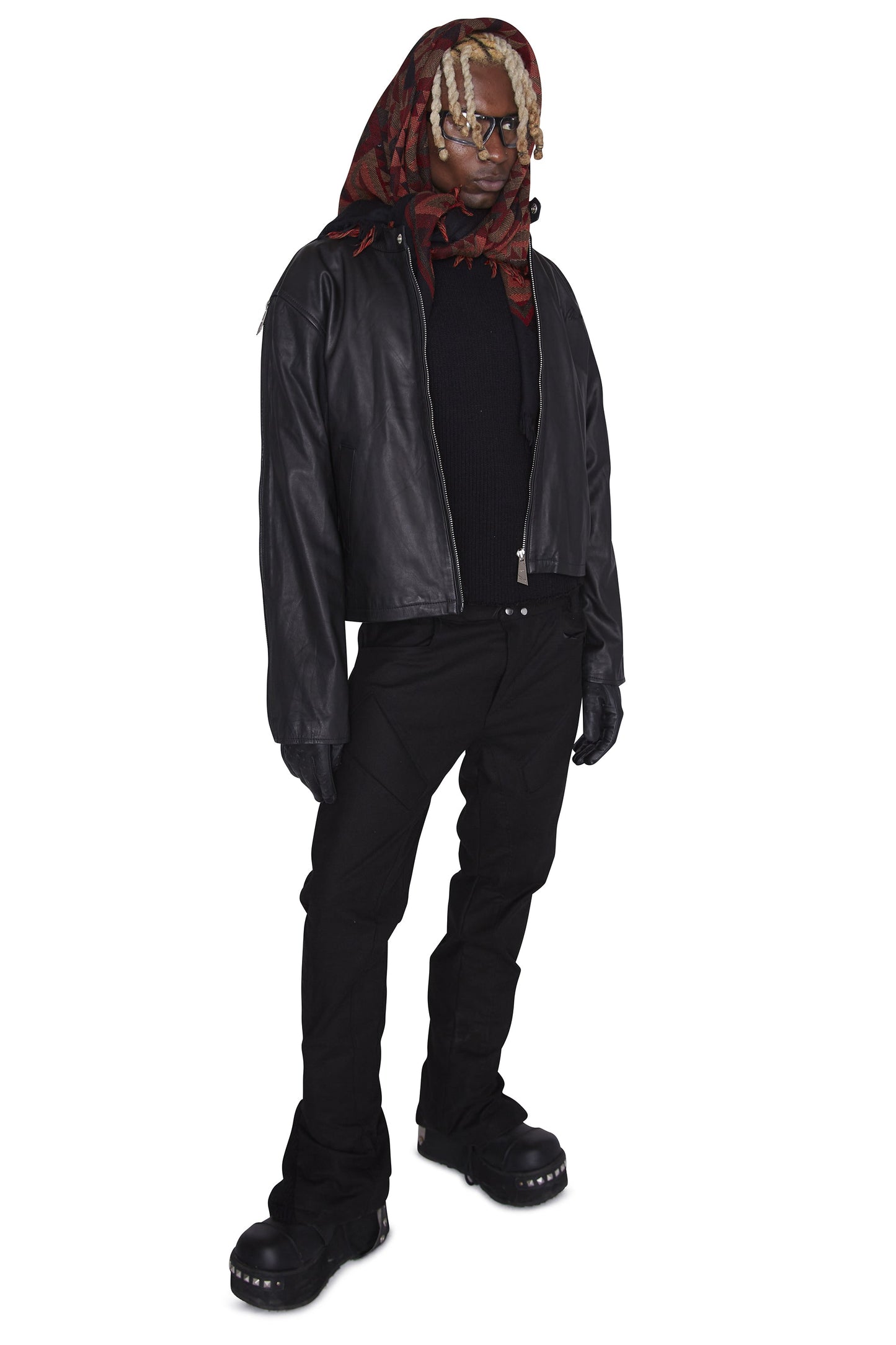 Lederjacke mit Halbmondprägung