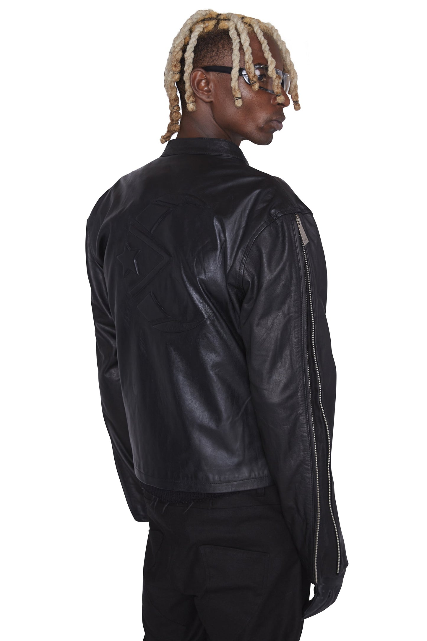 Lederjacke mit Halbmondprägung