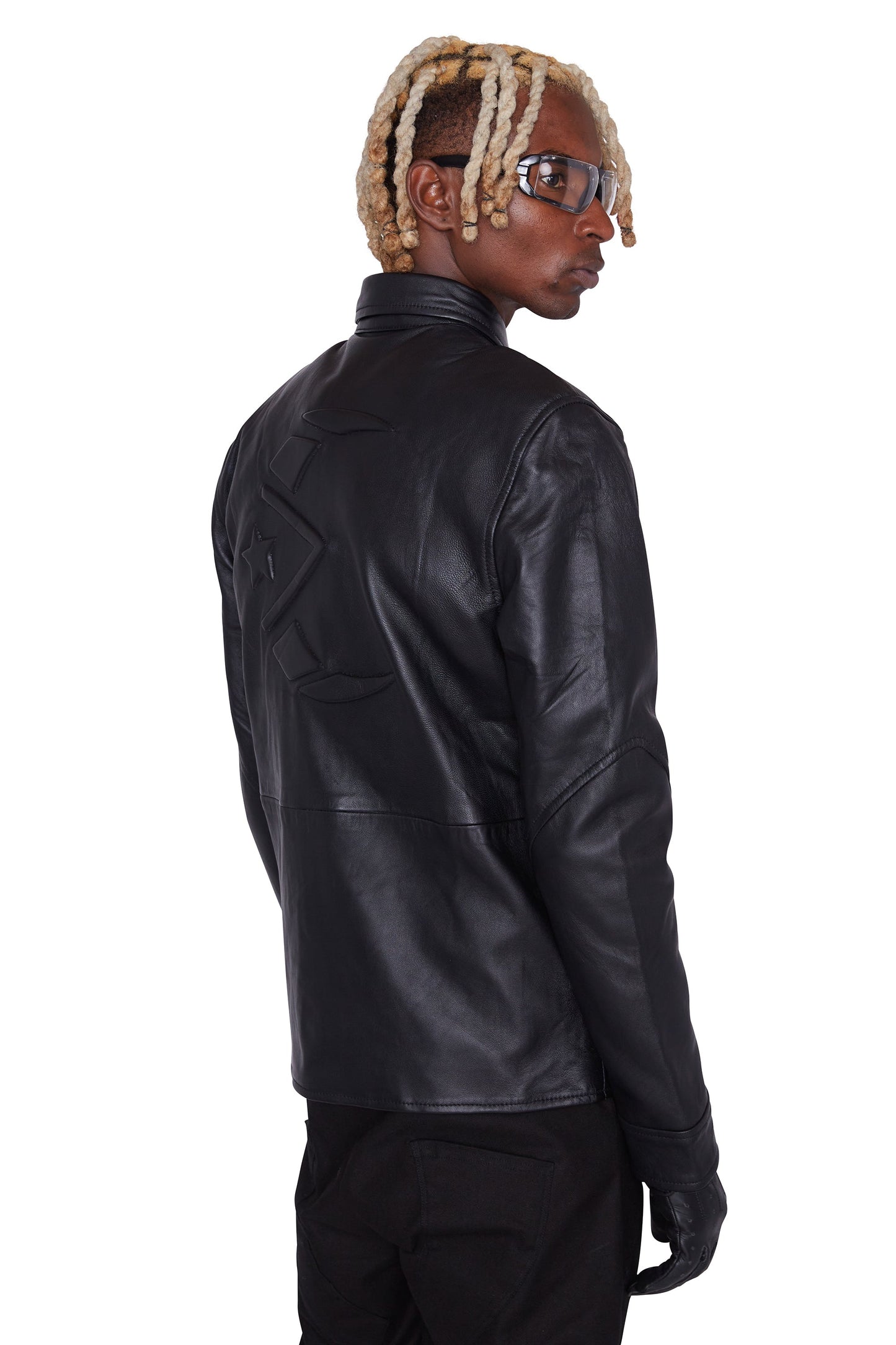 Camisa de cuero con relieve de media luna (negro)