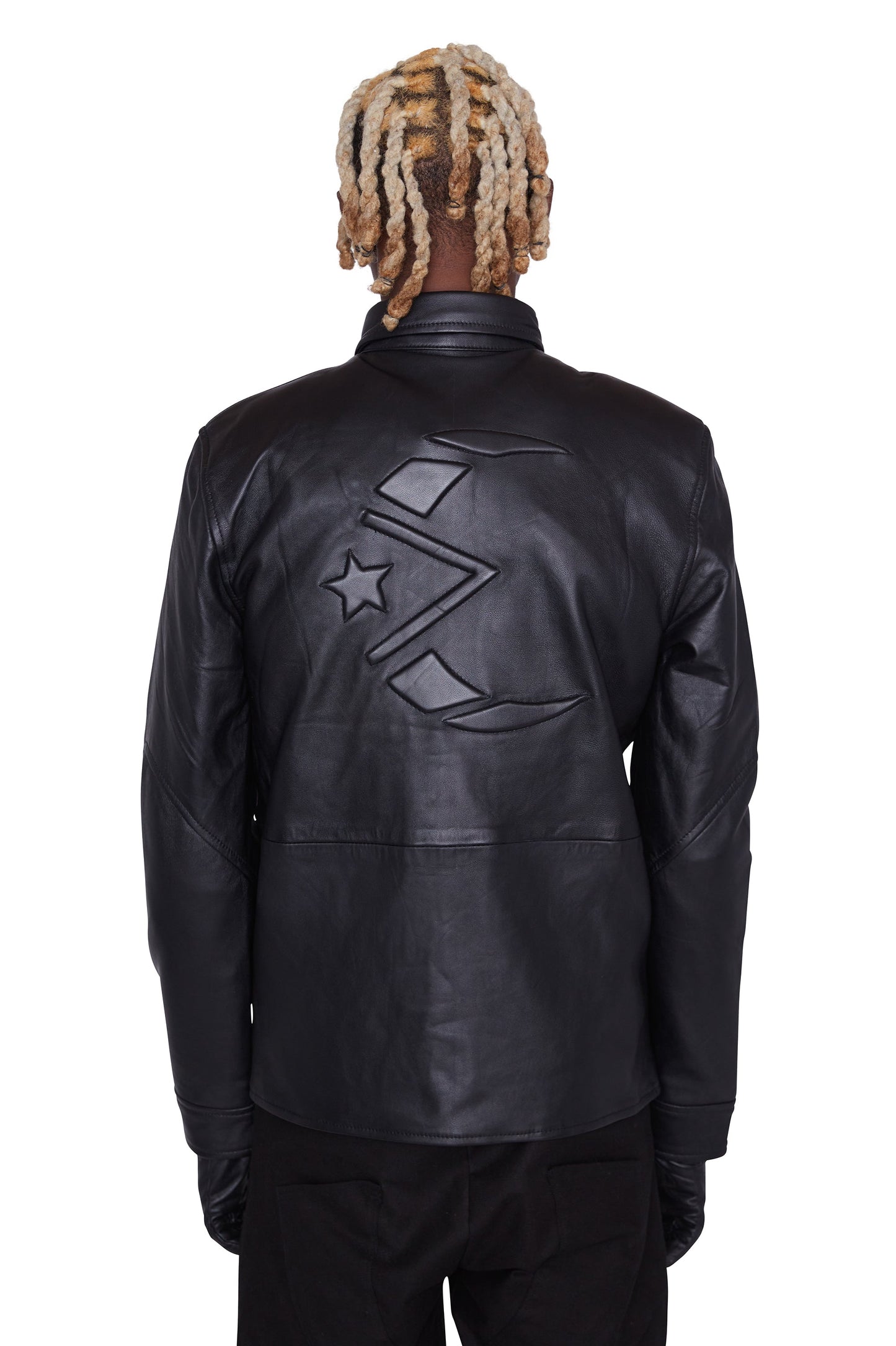 Camisa de cuero con relieve de media luna (negro)