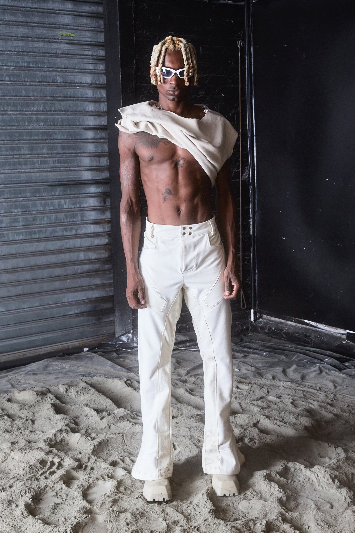 Moto Denim acolchado (blanco)