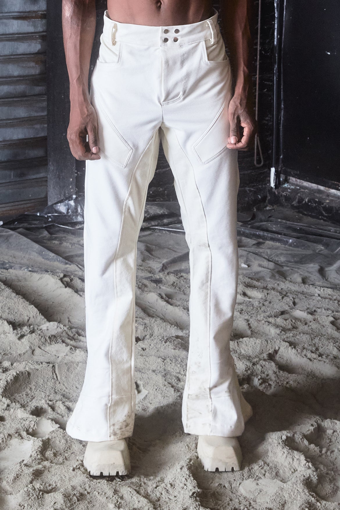 Moto Denim acolchado (blanco)