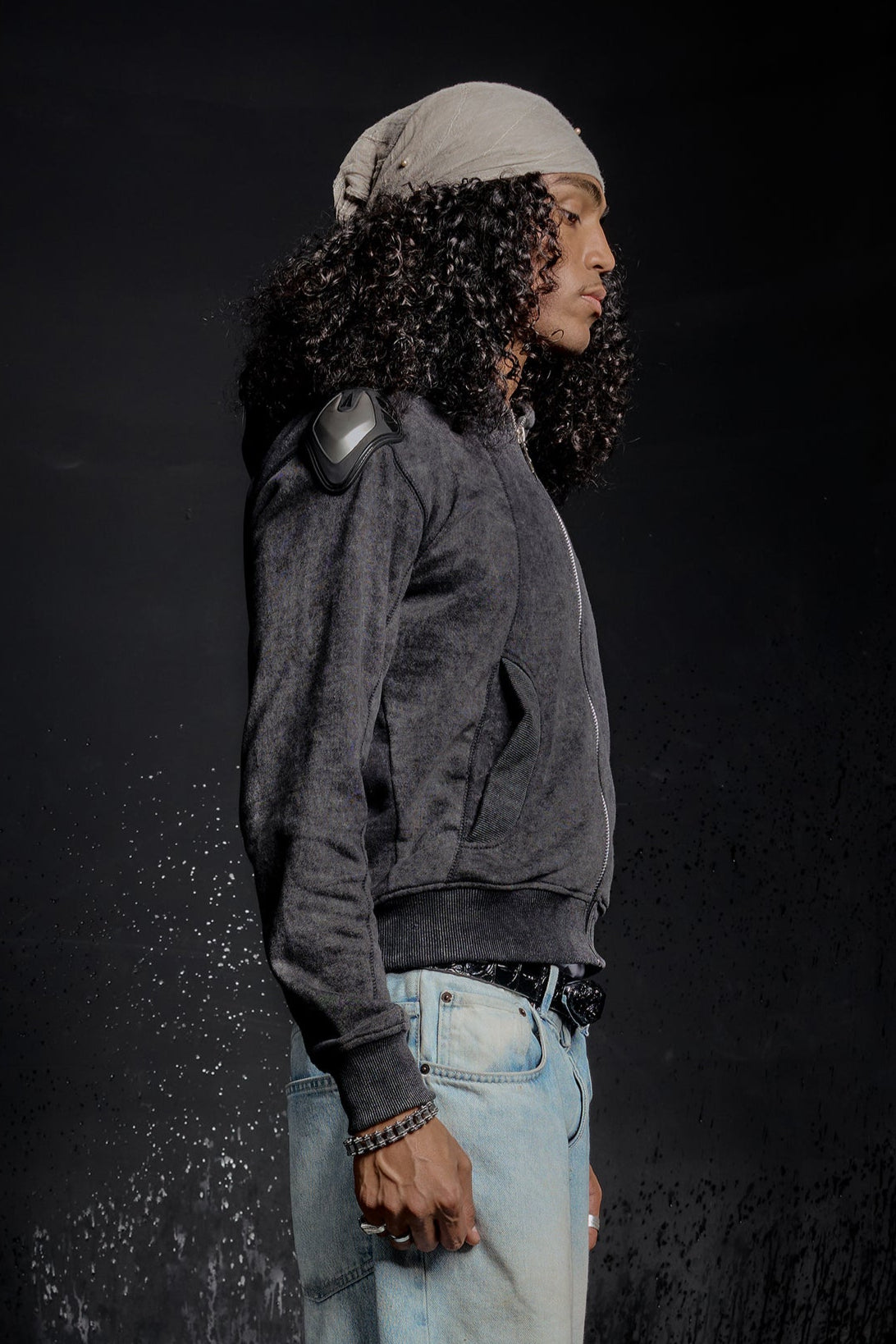 "RÙH" Paneled Zip Up Hoodie (Acid)