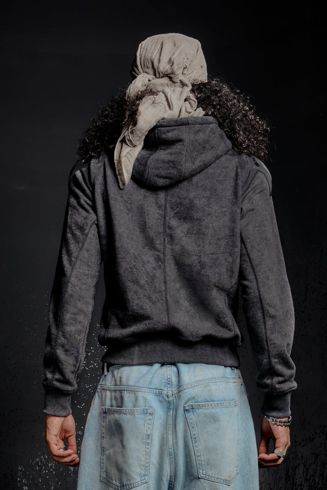 "RÙH" Paneled Zip Up Hoodie (Acid)