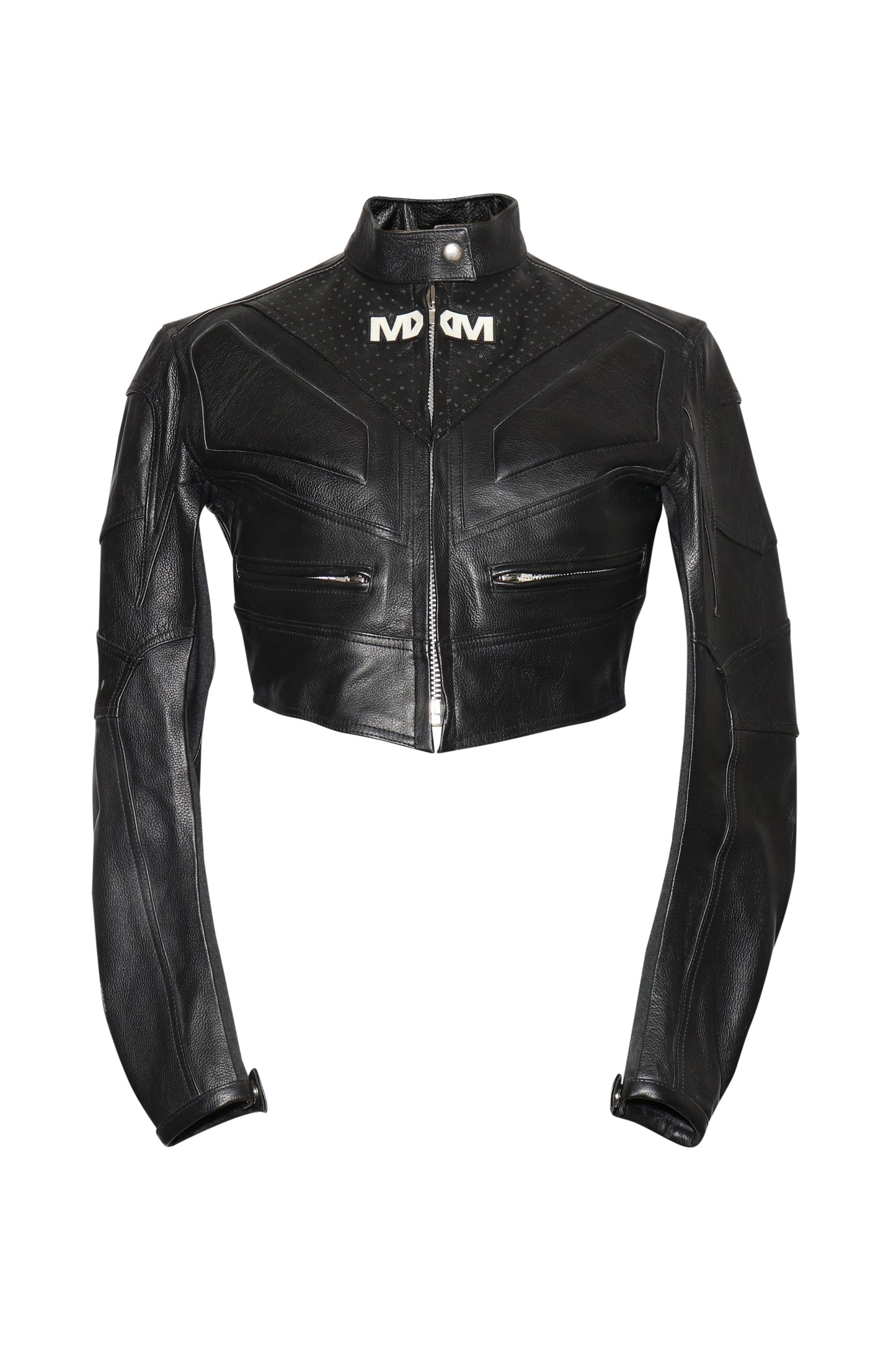 Chaqueta de motociclista de cuero recortada