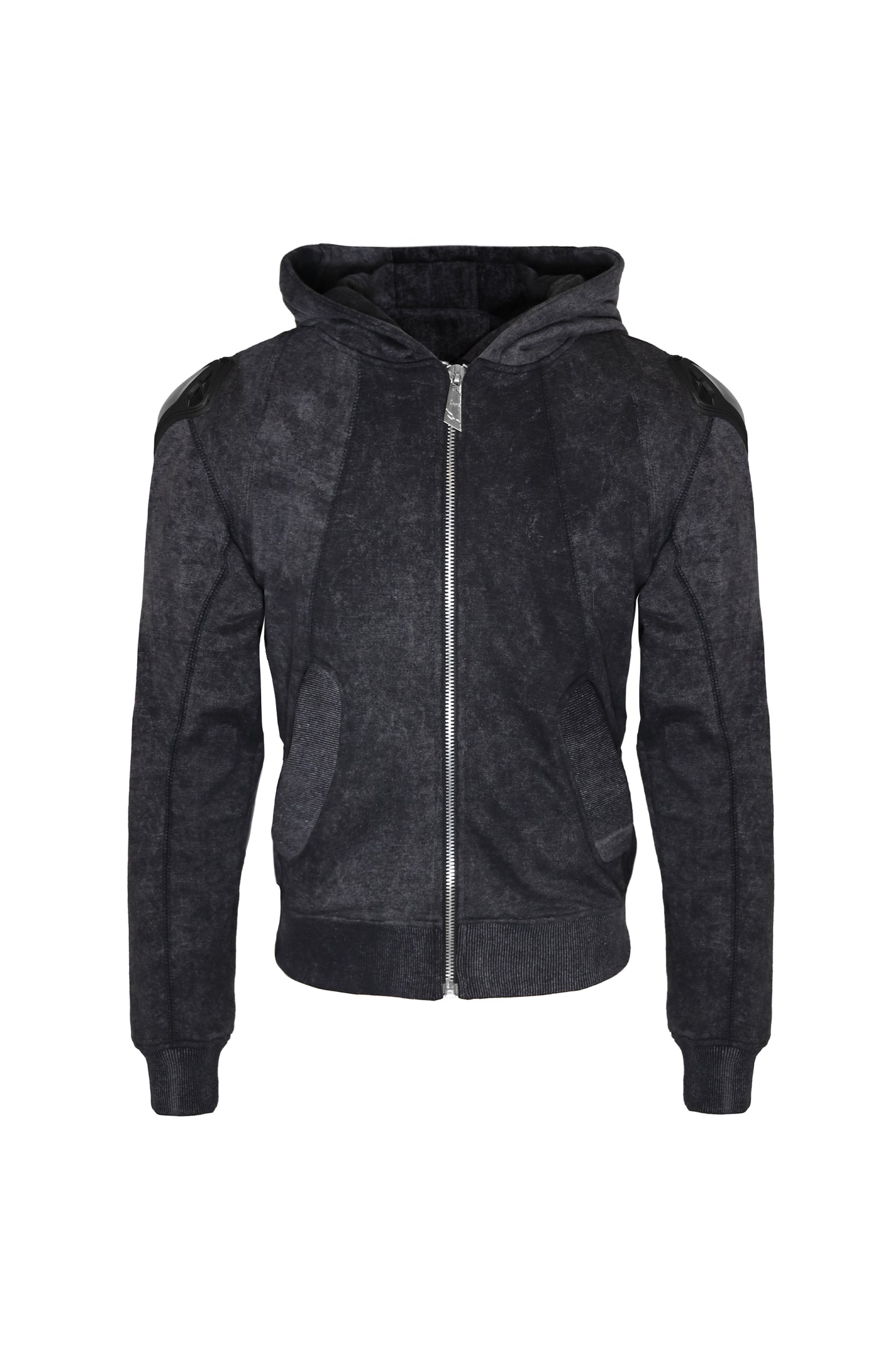 "RÙH" Paneled Zip Up Hoodie (Acid)