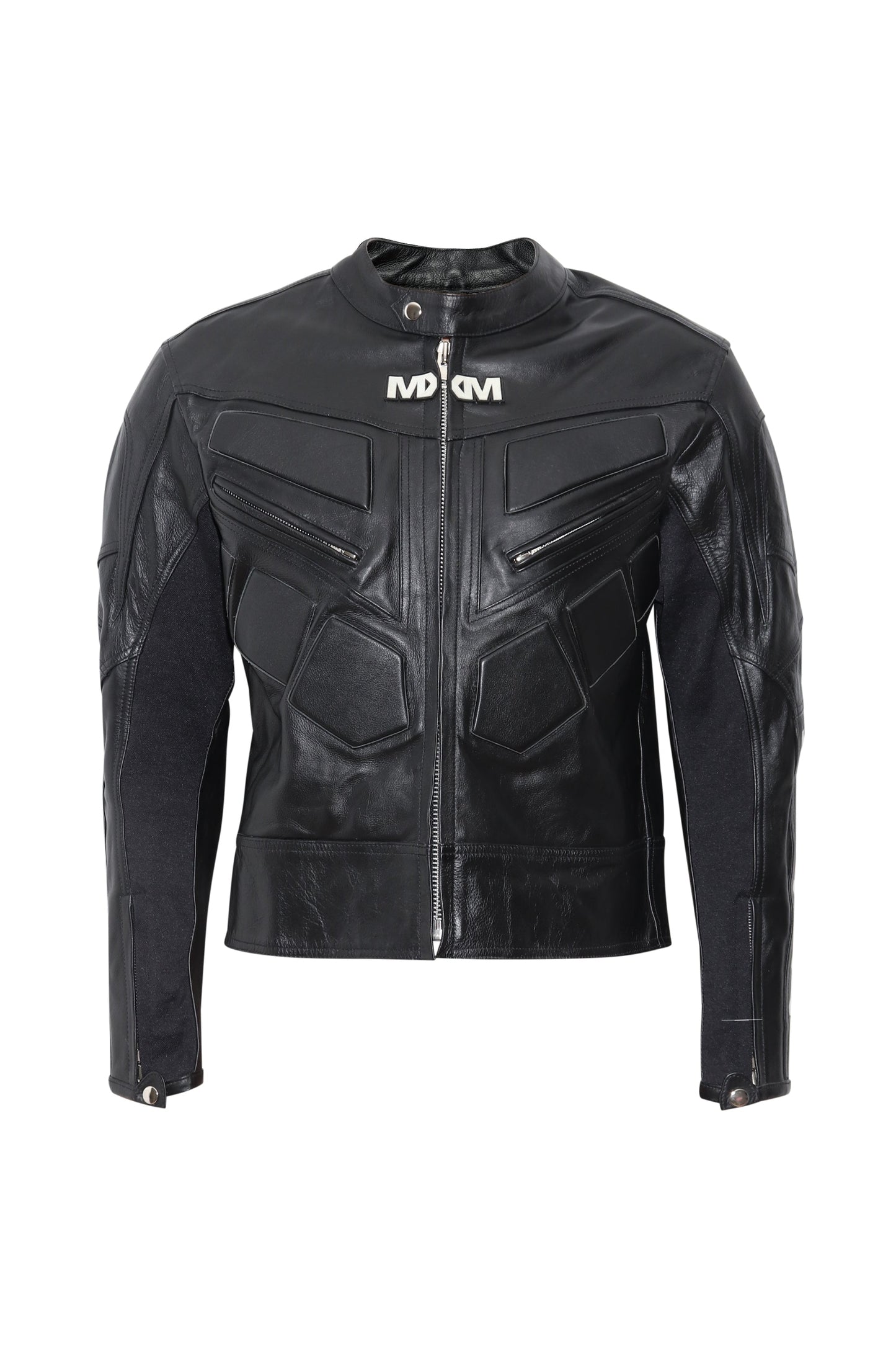 Chaqueta de cuero para motociclista (negra)