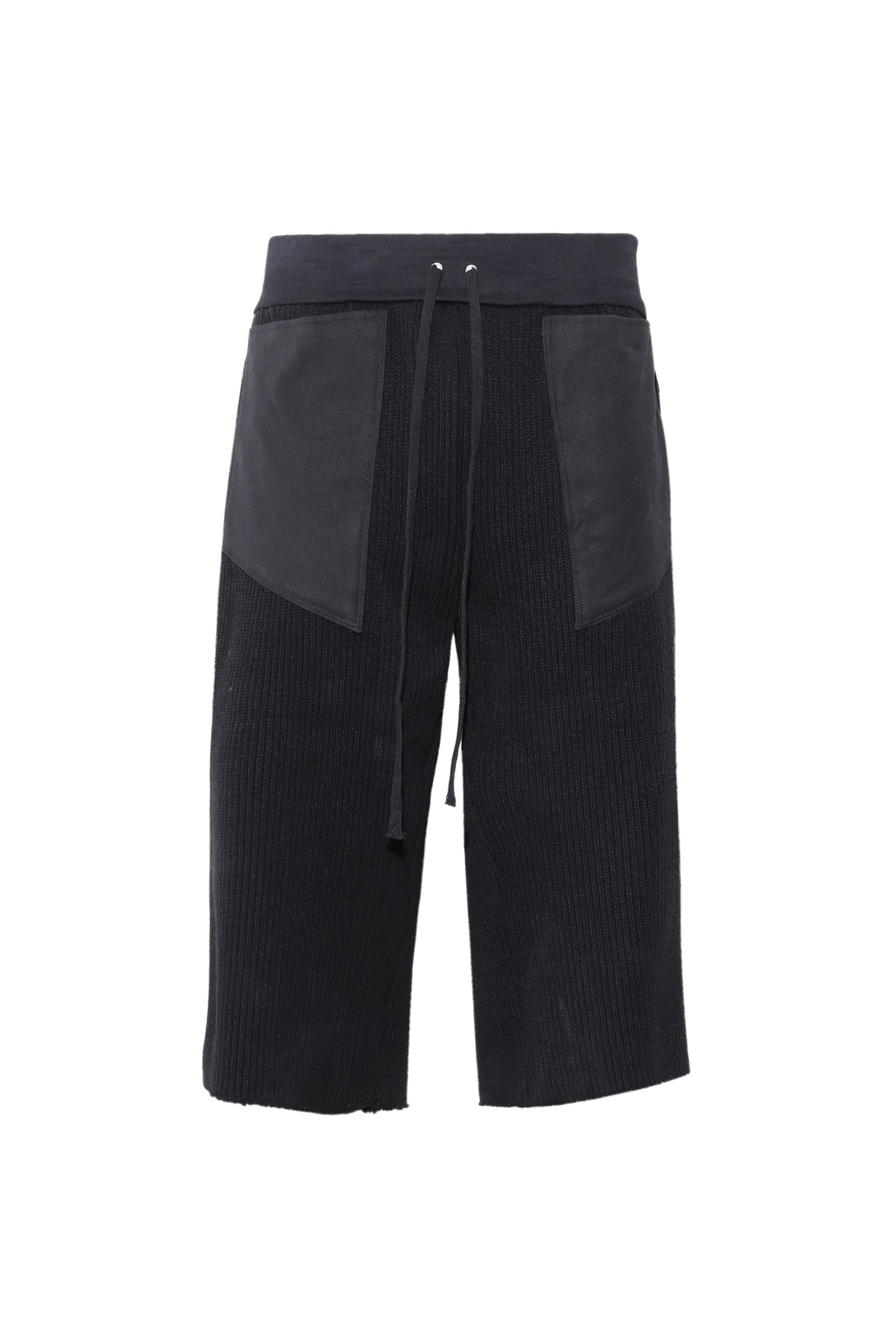 Pantalones cortos con paneles de lona acanalada (negro)