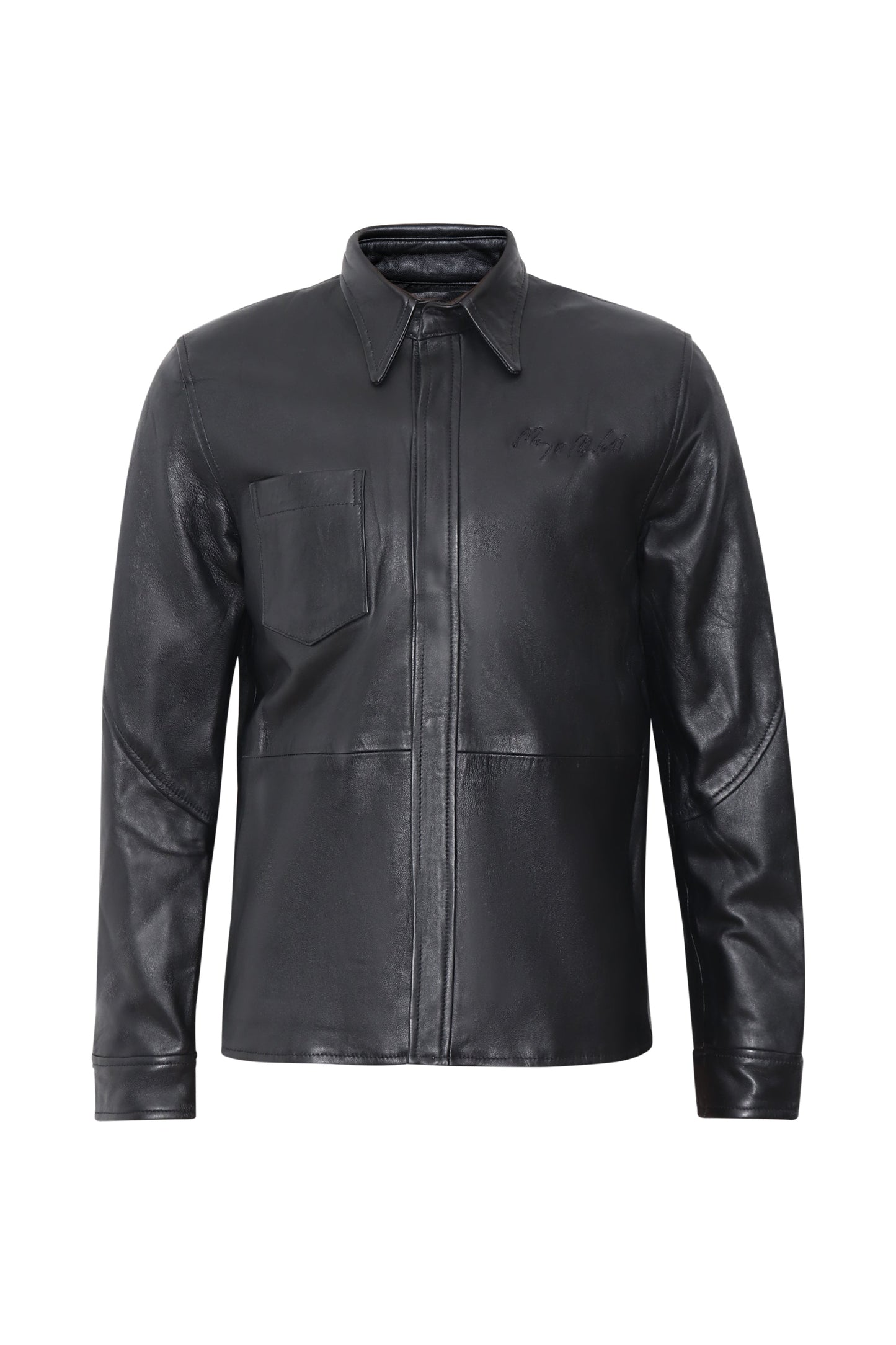 Camisa de cuero con relieve de media luna (negro)