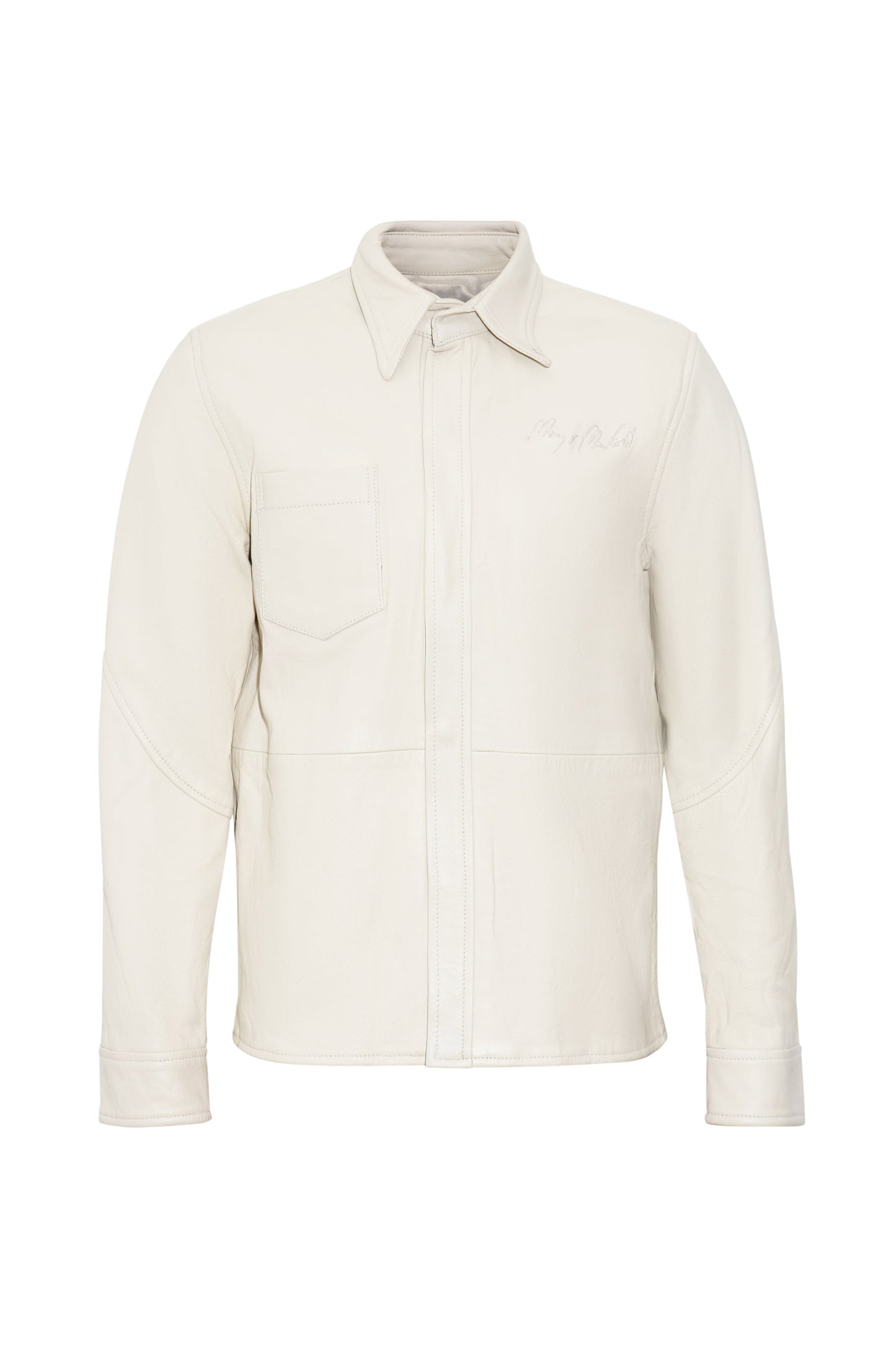Crescent Embossed Leather Shirt (Dune)