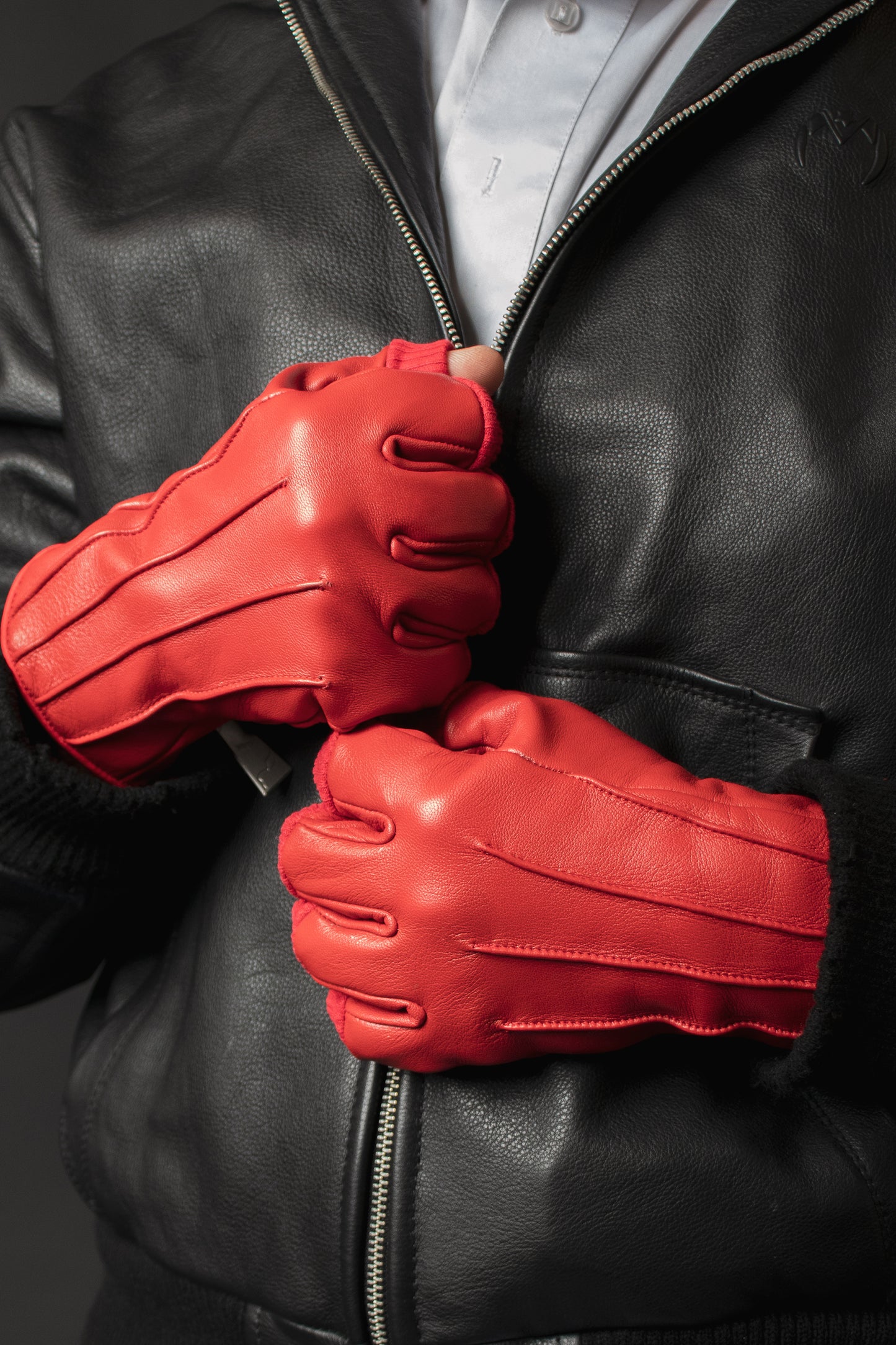 "Revelation" Leather Gloves (Crimson)