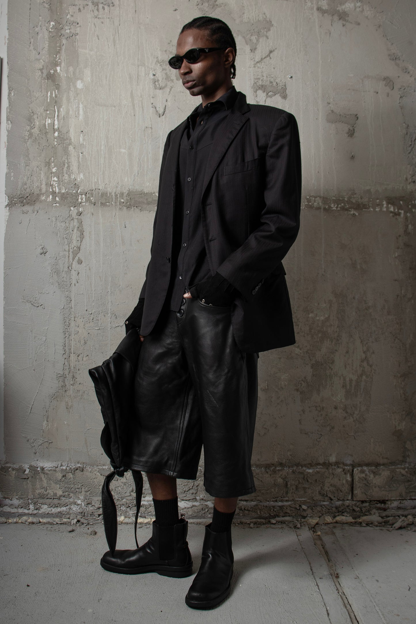 "Layl" Leather Shorts (Black)