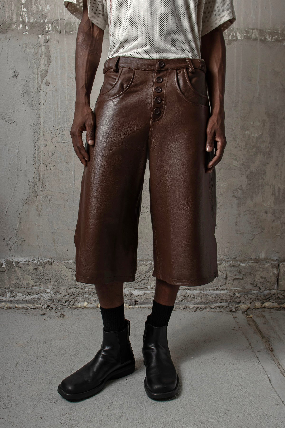 "Layl" Leather Shorts (Earth)