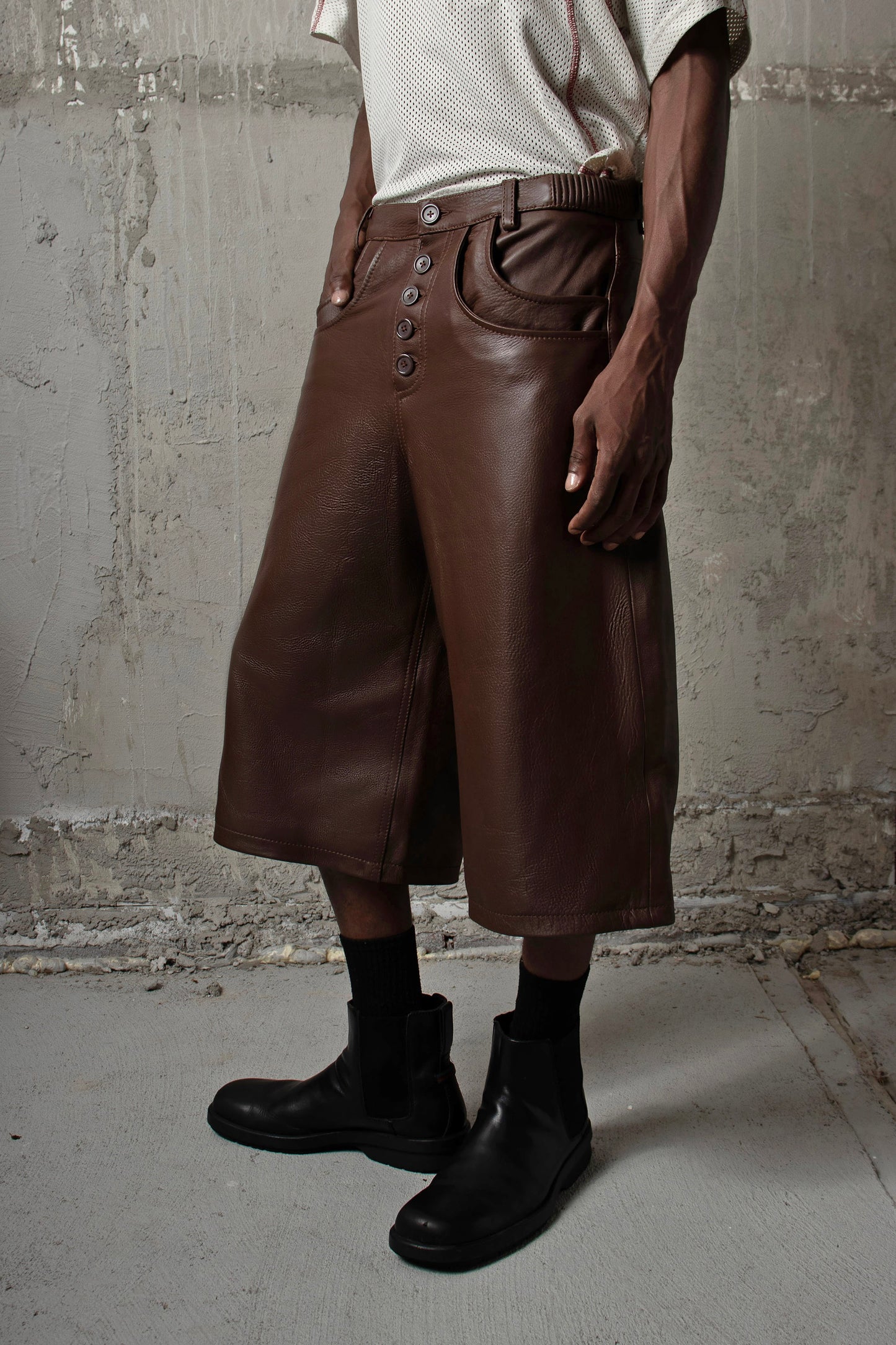 "Layl" Leather Shorts (Earth)
