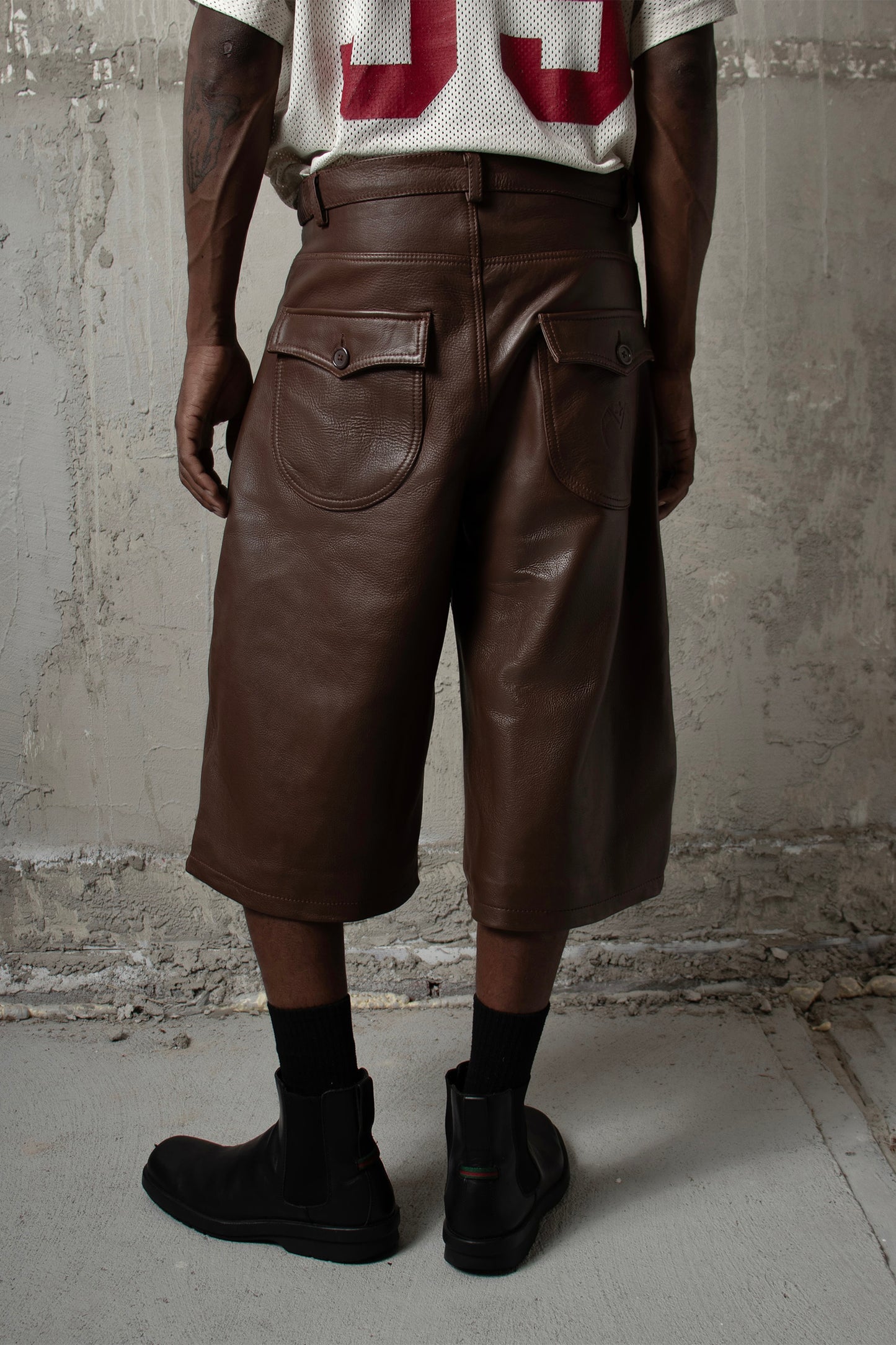 "Layl" Leather Shorts (Earth)