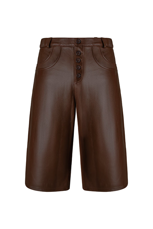 "Layl" Leather Shorts (Earth)