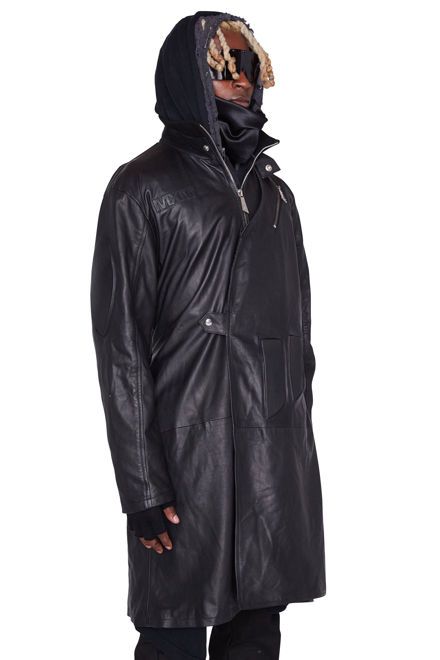 Gabardina de cuero para motociclista "Aswad" 