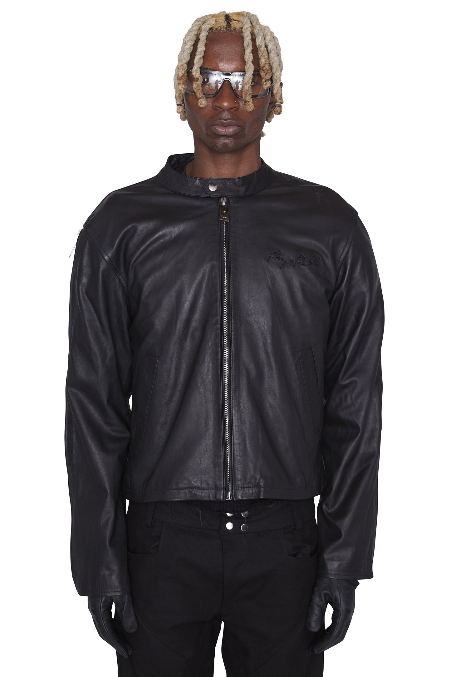 Lederjacke mit Halbmondprägung