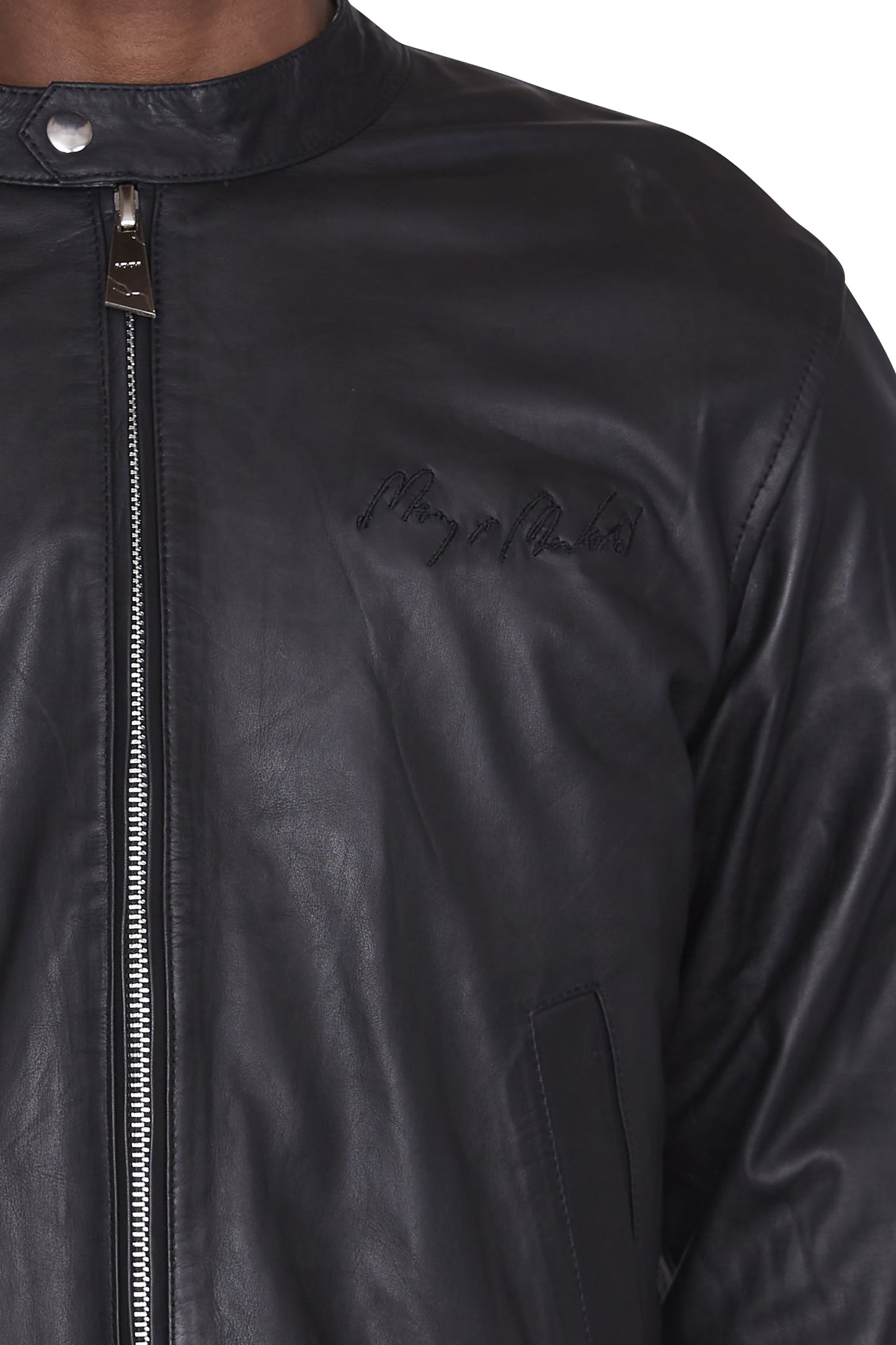 Lederjacke mit Halbmondprägung