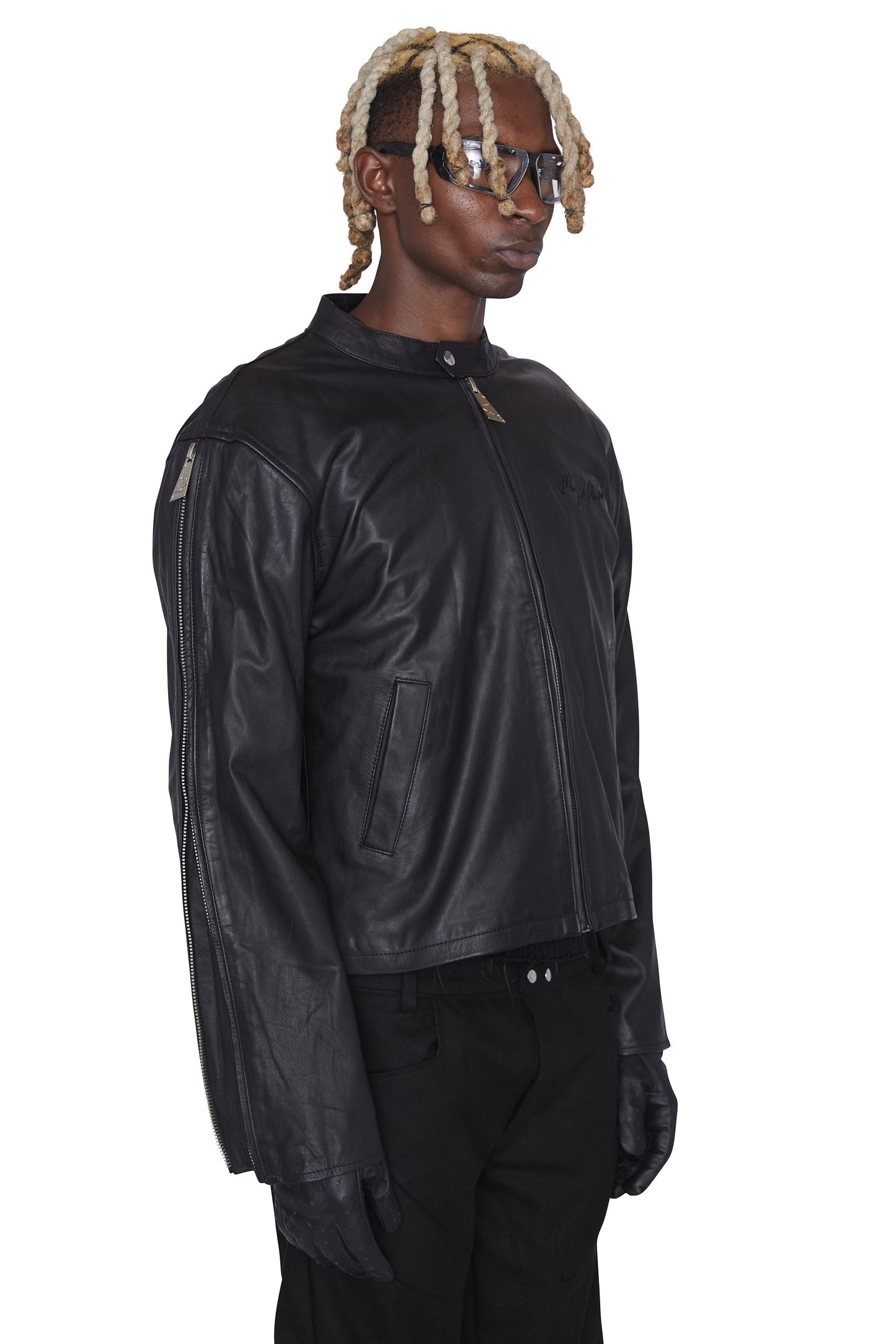 Lederjacke mit Halbmondprägung
