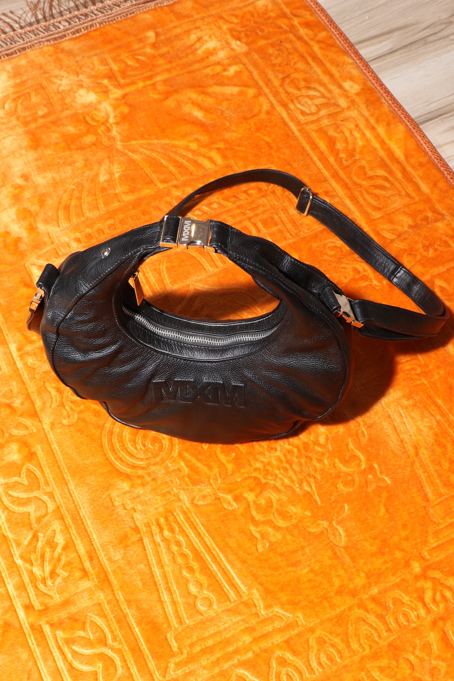 Leather Embossed Crescent Bag (SAMPLE)