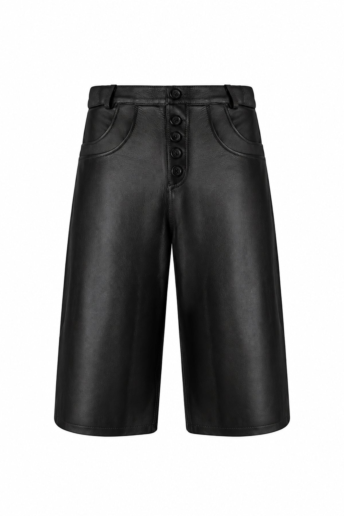 "Layl" Leather Shorts (Obsidian)