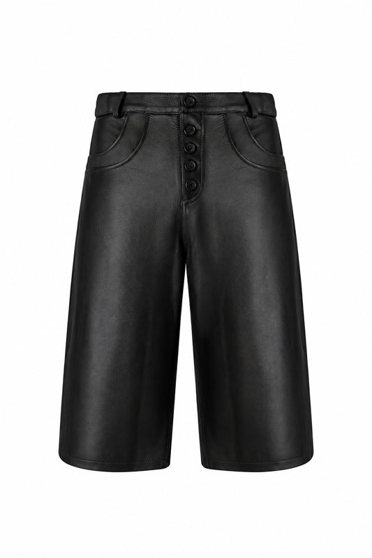 "Layl" Leather Shorts (Obsidian)