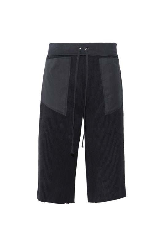 Ribbed Canvas Paneled Shorts (Black) (SAMPLE)