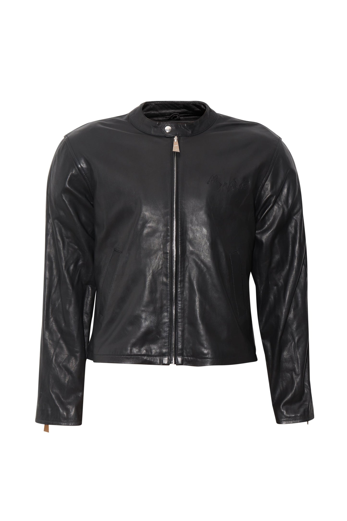 Lederjacke mit Halbmondprägung
